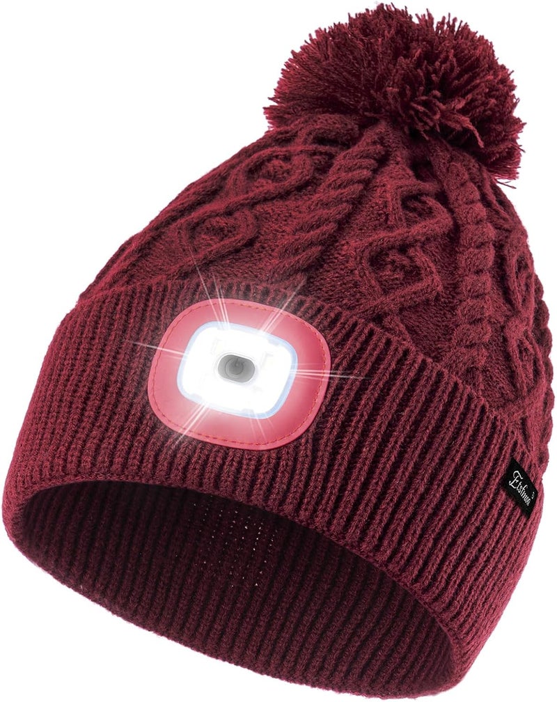 Etsfmoa Store Unisex Winter Beanie with The Light,Gifts for Men and Women,USB Rechargeable Headlamp Hat - Image 1